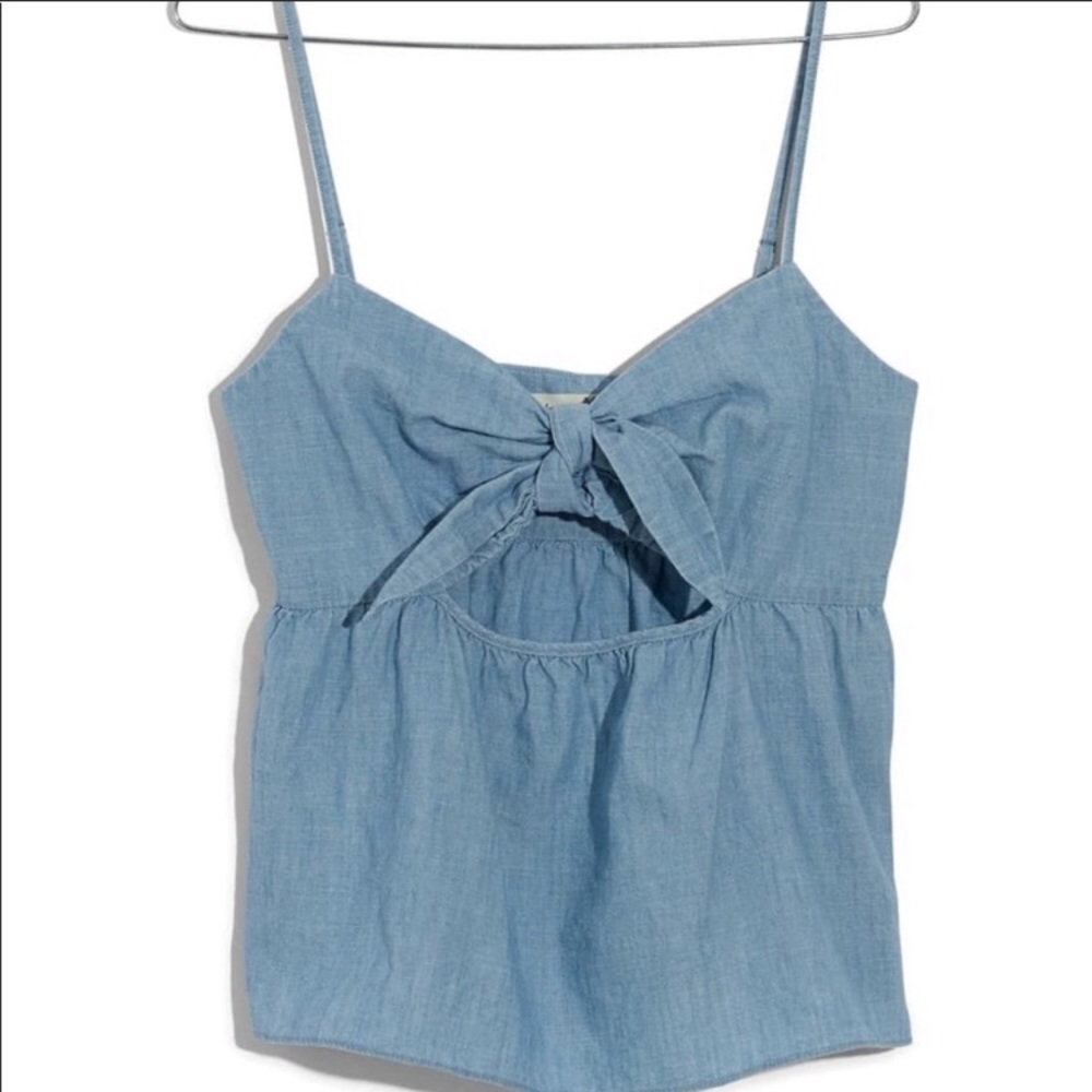 SOLD Madewell Chambray Tie-Front Keyhole Cami Top